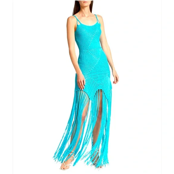 ワンピース turquoiseblueco Crochet Dress Turquoise Neck Crochet Dress - NEWME